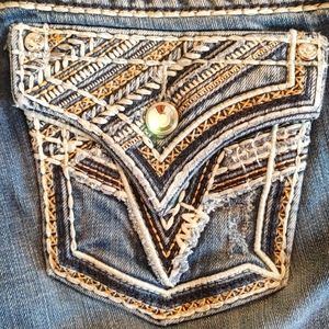 VIGOSS Dark Wash 2 Button Fly Denim Capris